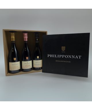Champagne Philipponnat Caisse Bois Prestige- 1 Clos des Goisses 2009, 1 Cuvée 1522 Millésimé 2008, 1 Cuvée Rosé 1522 Millésimé 2007 Caisse Bois d'Origine de 3 (3x75cl)